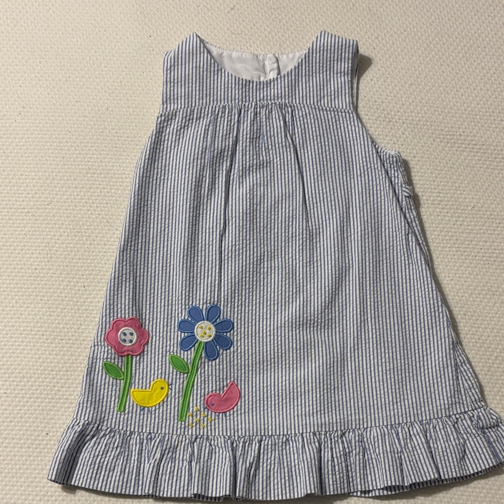 Toddler Girls Florence Eiseman Dress with Floral/Bird Appliqué